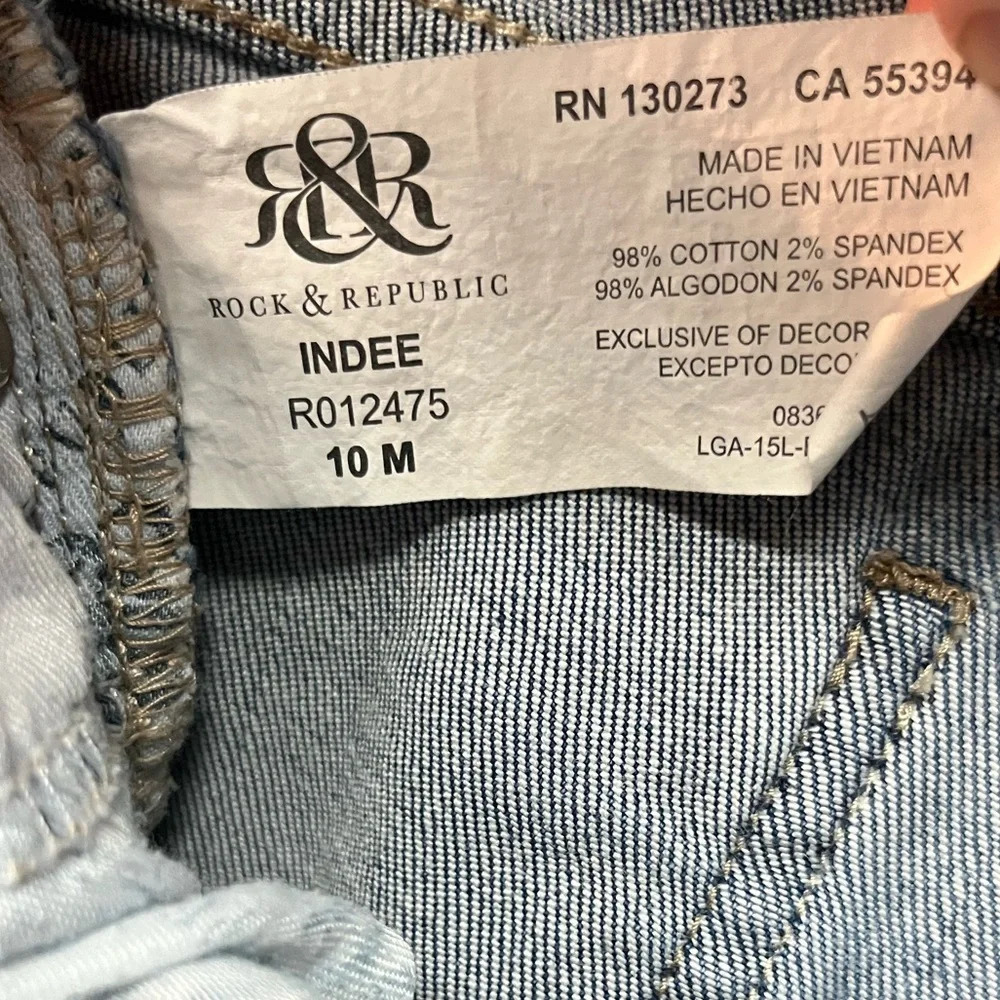 Rock & Republic Blue Straight Leg Jeans Distressed - Picture 5 of 6